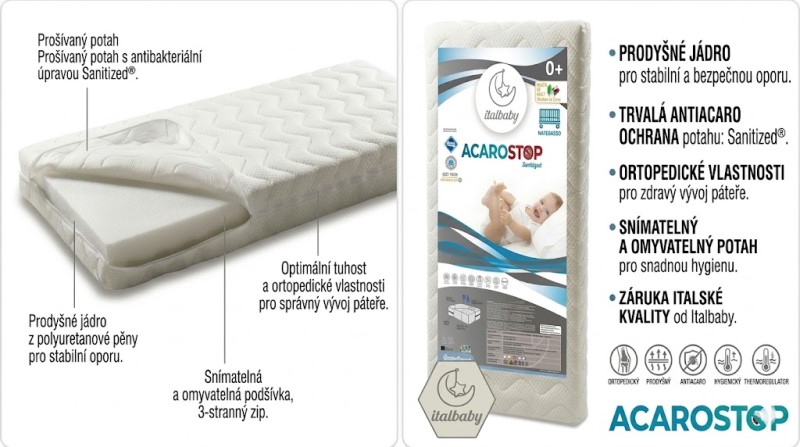 Dětská matrace Italbaby Acarostop – se systémem proti roztočům